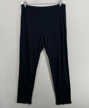 EILEEN FISHER GARNET HILL Pants M Pajama PJ Cotton Jersey Slim Pull On Black